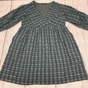 Madewell Women's Green and Navy Plaid Dress